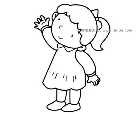 小女孩拿东西的简笔画