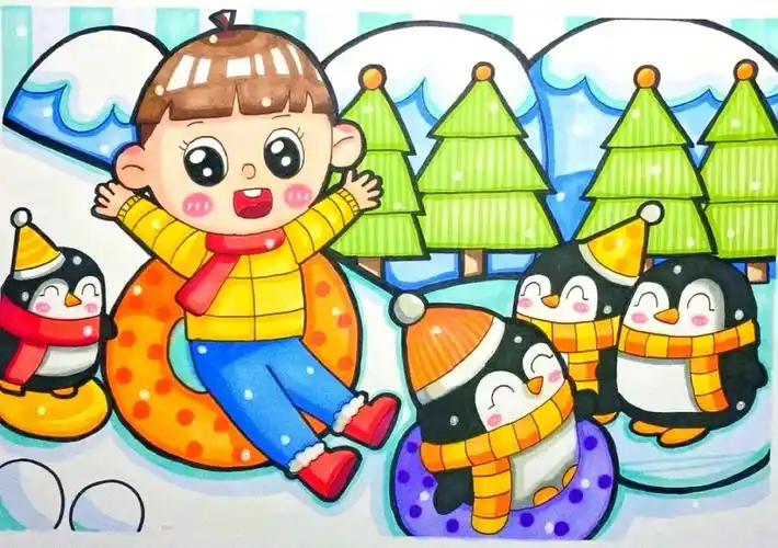 00儿童画冬天快乐