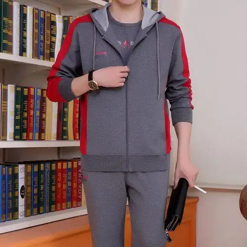 热卖正品牌京东运动套装男春秋长袖长裤休闲运动装中老年爸爸春秋_5折