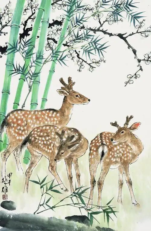 梅花鹿 - 三滴水书画院
