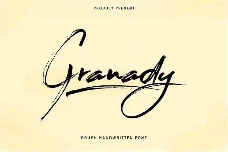 优雅杂志海报标题设计手写毛笔英文字体素材 granady handwriting