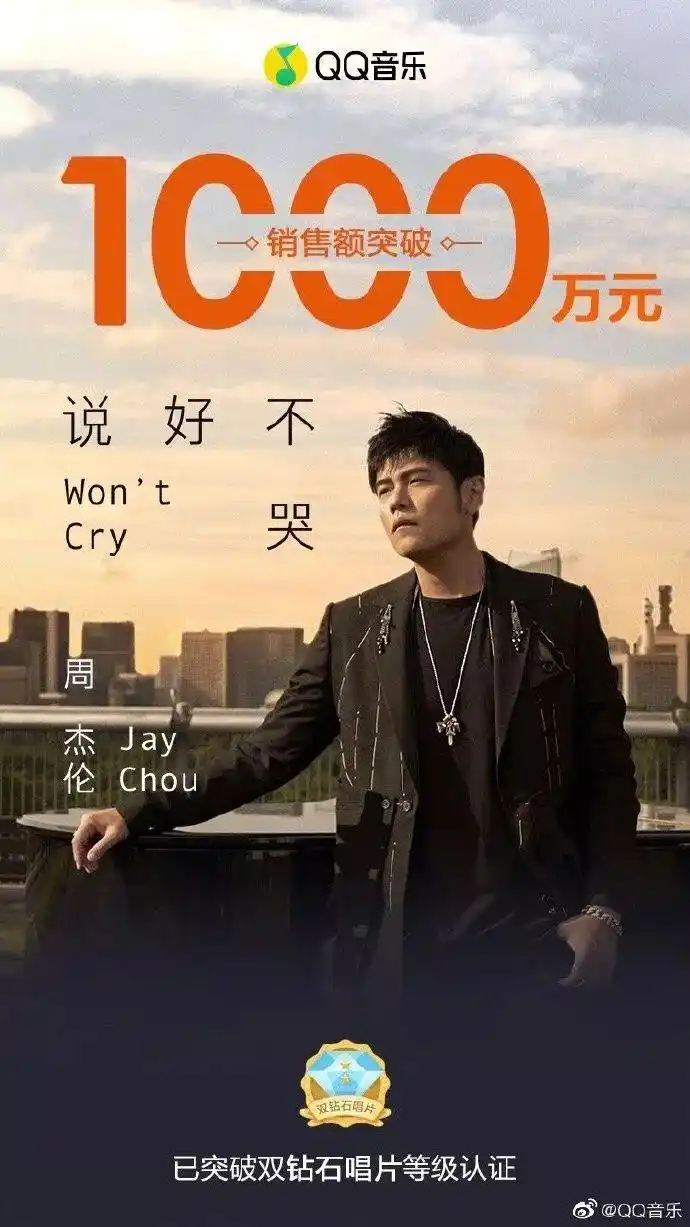 周杰伦商业版图超乎想象说好不哭2小时销售破1000万元腾讯音乐笑了