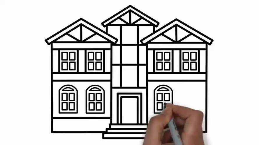 简笔画:教儿童绘画三角形房子