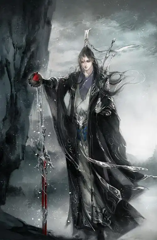 古风帅哥玄服剑酒