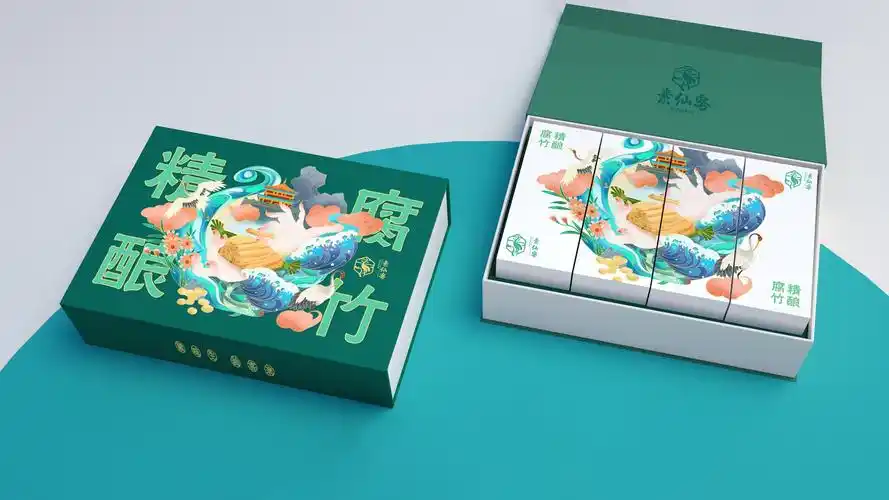 蓝色一页单品包装 | 素仙客,素味腐竹品牌包装设计_汤汤