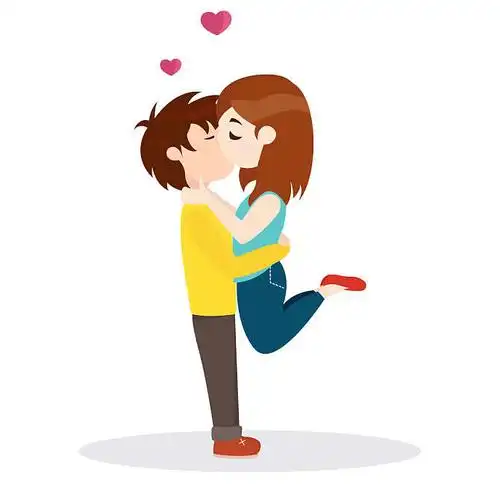 可爱_情侣_搂抱_女孩_亲吻_图片素材