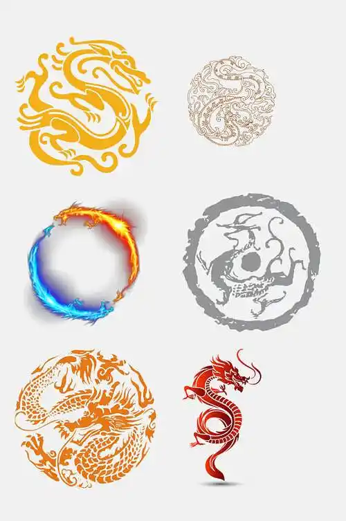 炫彩创意龙图案免抠素材