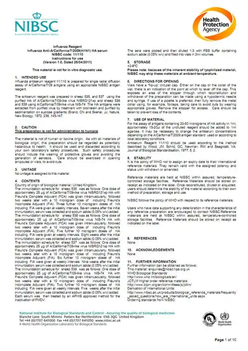 流感病毒标准品 说明书英文.pdf