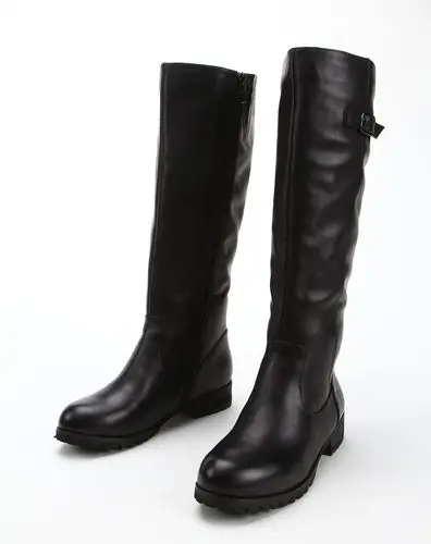 女款黑色水染牛皮长靴