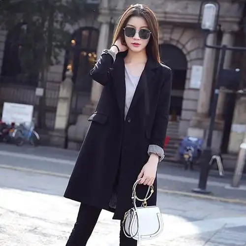 joliment黑色西装外套女春秋韩版中长款休闲气质英伦风小西服上衣