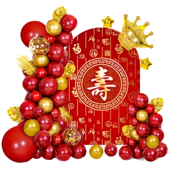 xiu)寿宴布置大寿八十岁生日布置装饰背景墙爸爸老人kt板背景板 寿宴