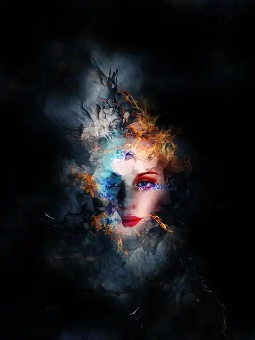 ps创意海报合成,冰火两重的面孔