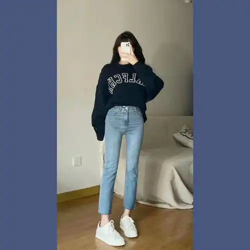 梨形小个子女生秋冬牛仔裤的六种搭配