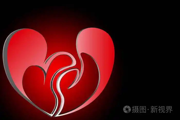 黑色背景的两个半心形