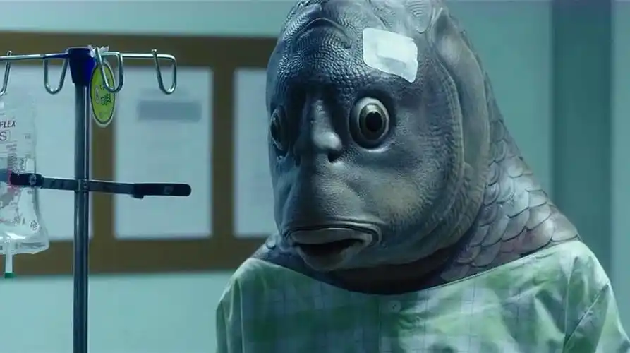 小伙参加药物实验,结果身体发生了变异,成了一个鱼头人身的怪物