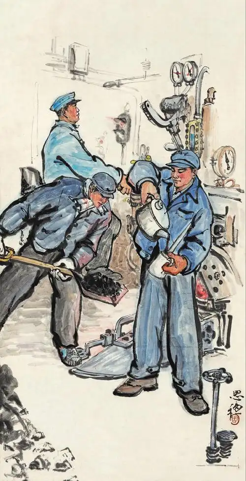 【炼钢工人 立轴 设色纸本】拍卖品_图片_价格_鉴赏_绘画_雅昌艺术品