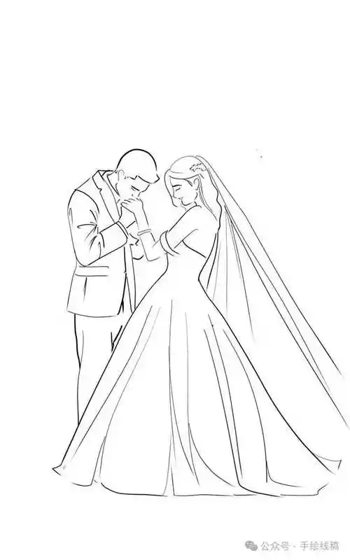 "婚纱照手绘线稿