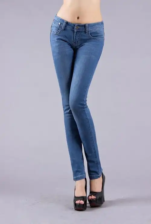 韩版新品高端女式浅色牛仔裤新款女士牛仔裤潮品牌长裤一件