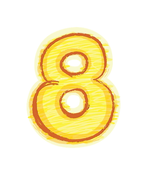 橙色手绘字母数字8图片