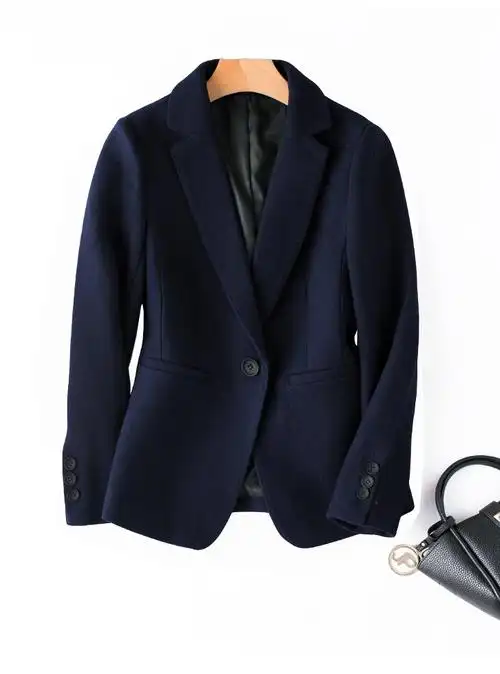 展示与对比:18新秋冬经典修身高阶酒红色质感毛料拱针日系中长款外套