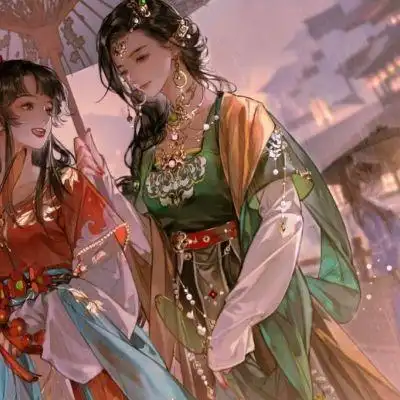 古风一左一右双人闺蜜图片_闺蜜姐妹女生头像_头像屋