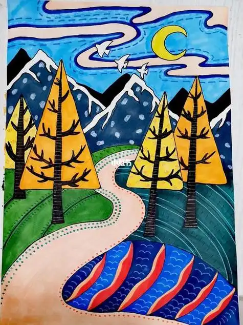 美术风景画美术风景画简单漂亮