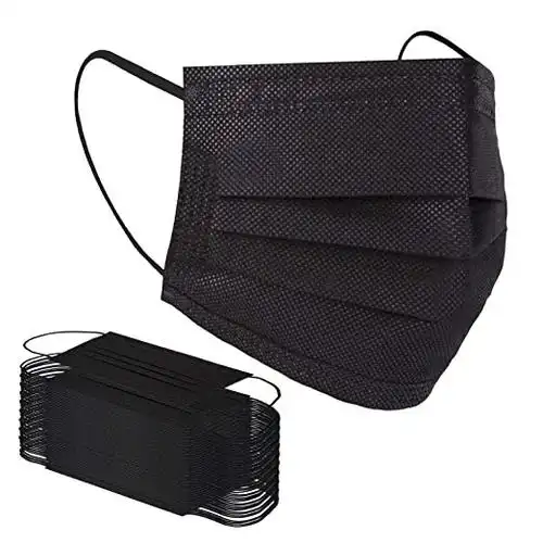 亚马逊:黑色一次性口罩 50 片黑色面罩 3 层防护面罩