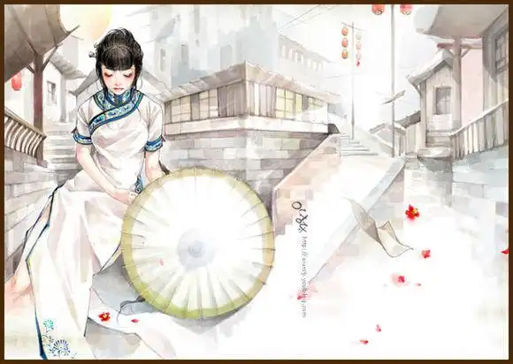 【收集图片】 ┅┄┅ ┇收集拿伞手绘古装美女图┇ ┅┄…_手绘古装