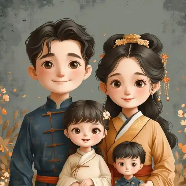 亲子头像|2024一家四口姐弟「插画合集1」原创