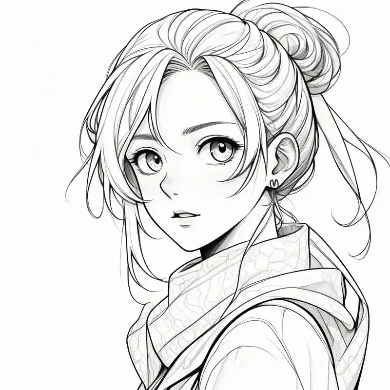 96动漫女生头像线稿集9915 哇～超级美的动漫女生头像线稿来啦!