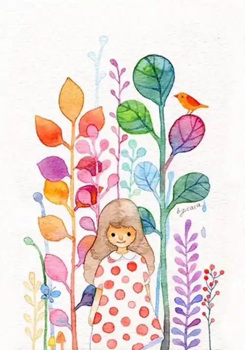 水彩画插画涂鸦手账插画儿童画儿童彩绘画涂鸦画卡通3d立体diy水彩画