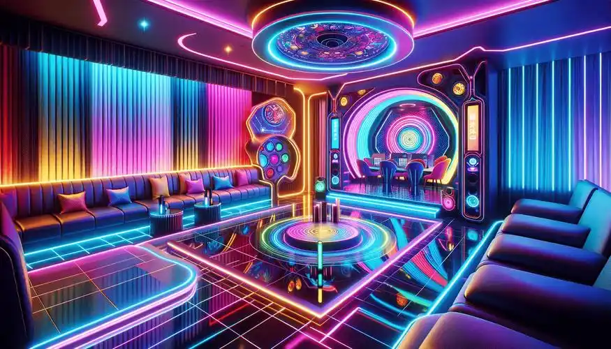 走进这家ktv,首先映入眼帘的便是那璀璨夺目的灯光设计.