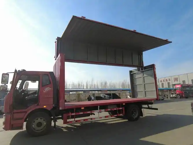 8米飞翼车厢 翼展式全封闭厢车_河北卓骏(威正)专用车制造有限公司