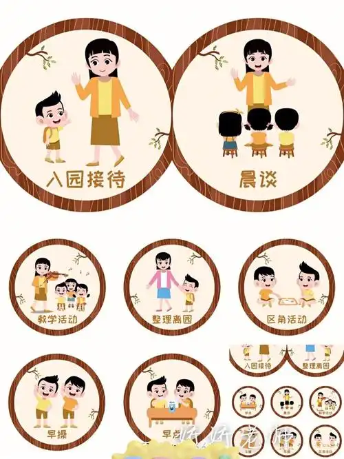 幼儿园一日流程卡通图