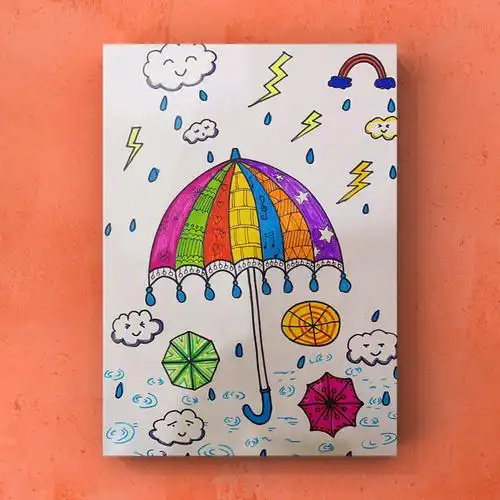 下雨啦小雨伞4615岁创意儿童美术