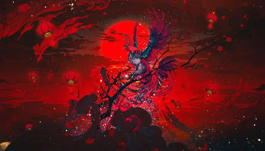 "涅盘"-"凤凰来仪"(衍生版)鸡年春节中国风插画