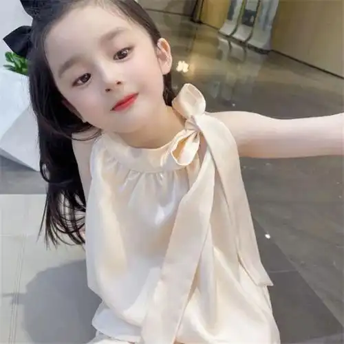 女童套装夏季2022韩版儿童洋气法式系带上衣短裤气质小女孩两件套