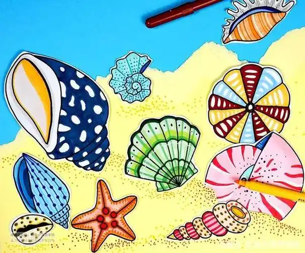 创意儿童画教程《海边的贝壳》