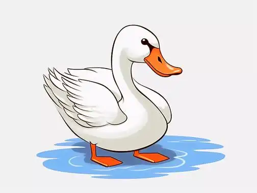 卡通白鹅站在水里池塘家禽农场动物农业童话故事可爱插画绘本