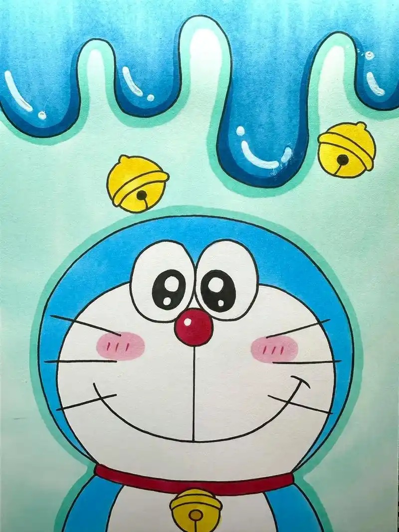 一分钟教你学会简单又好看的哆啦a梦卡通画 简笔画#简笔画 # - 抖音