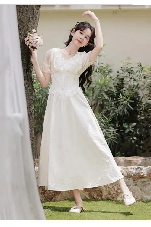 法式轻婚纱订婚连衣裙小众设计宫廷复古公主裙新式婚礼服 40 - 17网