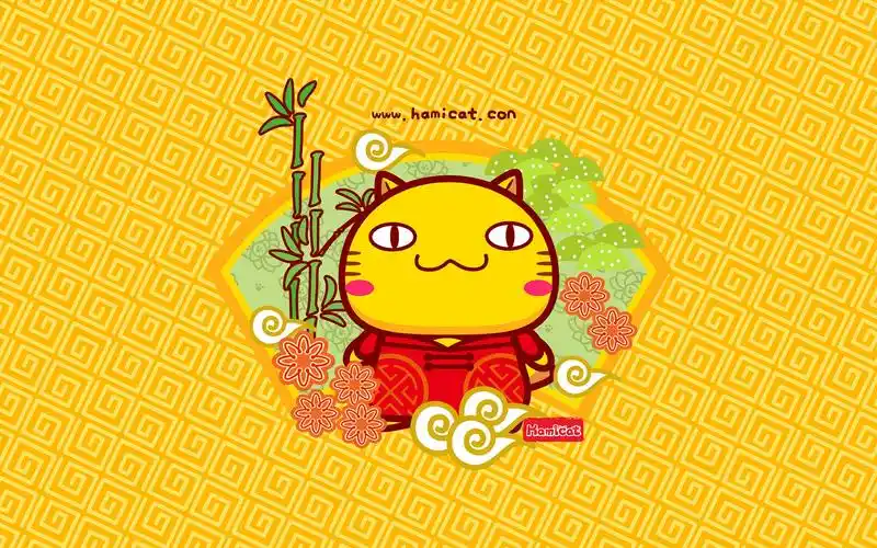 可爱,创意,插画,中国风,动漫卡通,卡通明星哈咪猫中国风创意插画 壁纸