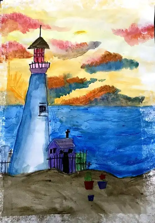 桓仁县实验小学·徐心航·绘画作品《海岛》