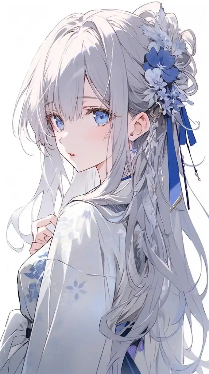 手机壁纸# #二次元美女# #古风# #古风美女# #汉服# 深蓝色的天空里