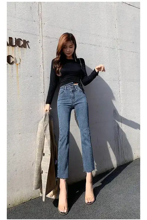 模特玲玲 牛仔裤拍摄 直筒牛仔裤拍摄 阔腿裤子摄影