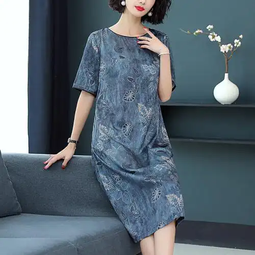 40岁女连衣裙中年妈妈高贵夫人香云纱真丝裙子阔太太新款洋气减龄