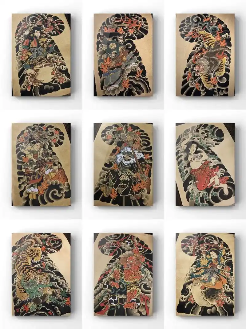 半甲手稿分享.#日式老传统 #tattoo #手稿分享 #日 - 抖音