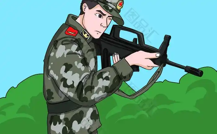 持枪军人演习设计元素