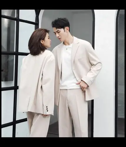 宾牧鸟秋冬新款男士休闲情侣西服套装宽松西装外套男女青年气质潮男