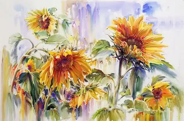 白俄罗斯艺术家奥列葛基莫笔下花卉绘画作品充满复杂的颜色